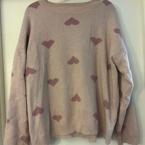 Pink Heart Pattern Sweater